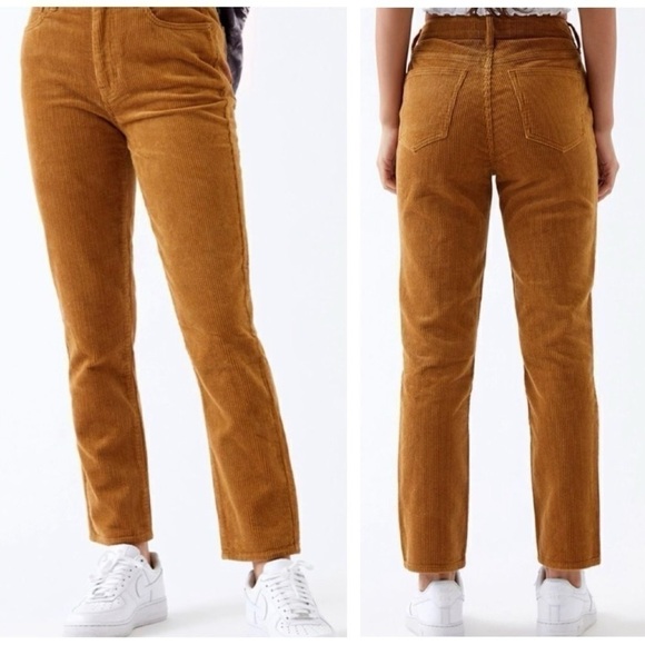 PACSUN Corduroy Mom Jean Golden Brown Oak Tapered Crop 5-Pocket Pants Women's 23 - Picture 16 of 16